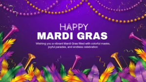 Purple Mardi Gras Celebration Digitalt display Template