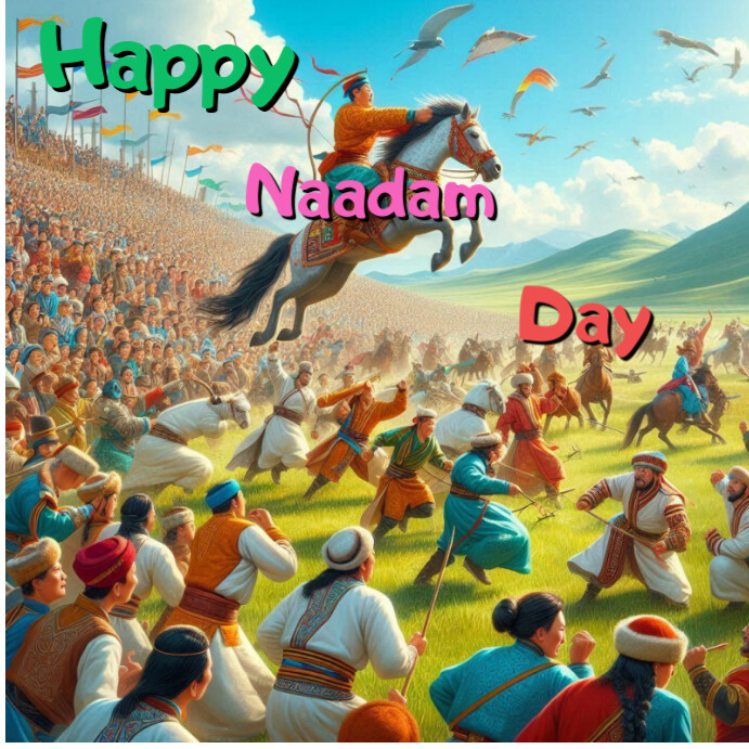 Maximalist Happy Naadam Day  Instagram Post template