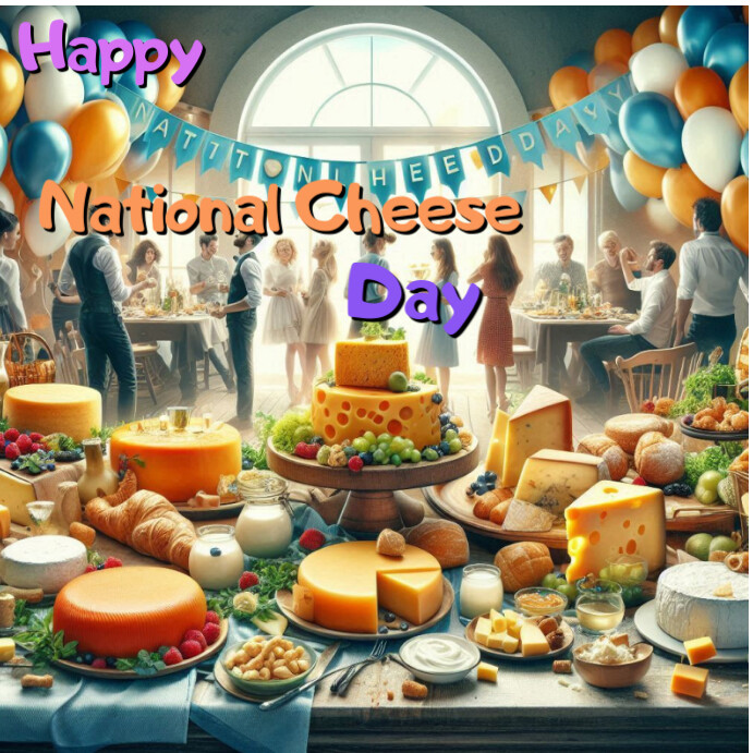 Maximalist Happy National Cheese Day Instagram Post Template | PosterMyWall