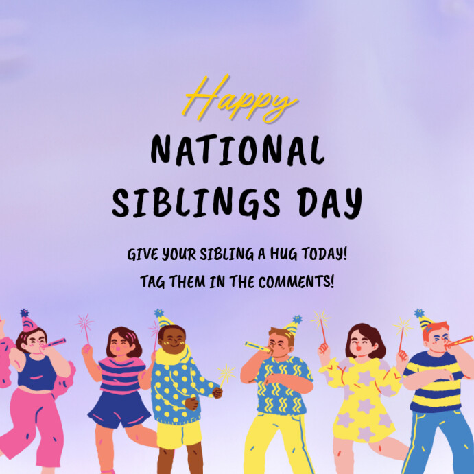 Maximalist Happy National Siblings Day Instagram Post templaat ...
