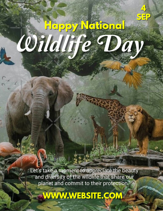 Maximalist Happy National Wildlife Day Flyer Template PosterMyWall