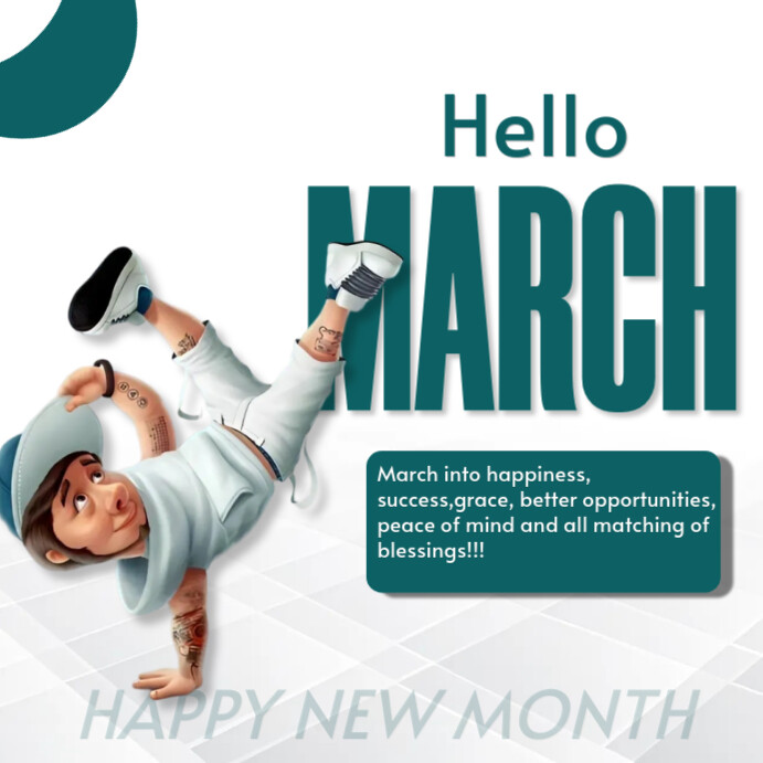 Maximalist Happy New Month March Design  Instagram Post template