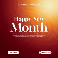 红色 Happy New Month Persegi Template