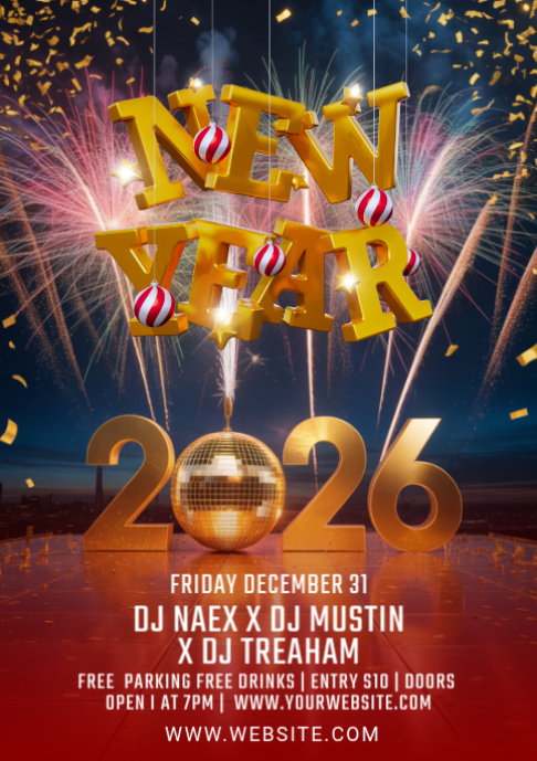 Maximalist Happy New Year 2026 A2 Template | PosterMyWall
