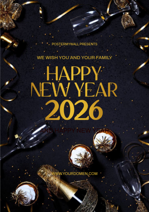 Maximalist Happy New Year 2026 A4 Template | PosterMyWall