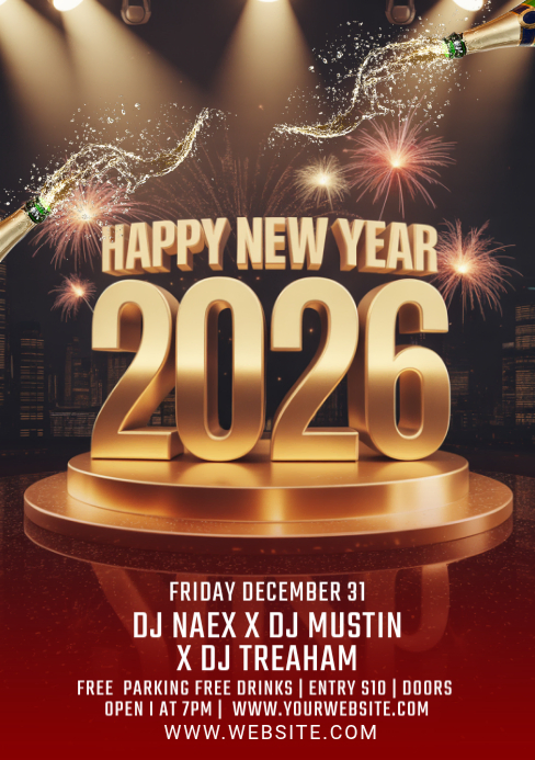 Maximalist Happy New Year 2026 A5 Template | PosterMyWall