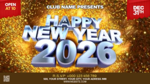 Maximalist Happy New Year 2026 Digital Display (16:9) Template ...