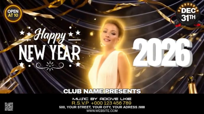 Maximalist Happy New Year 2026 Digital Display (16:9) Template ...