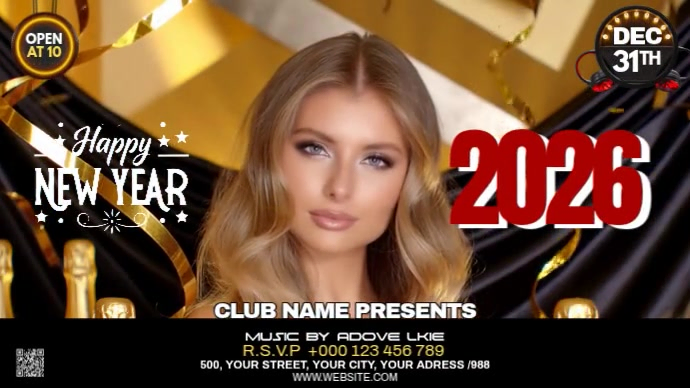 Maximalist Happy New Year 2026 Digital Display (16:9) Template ...