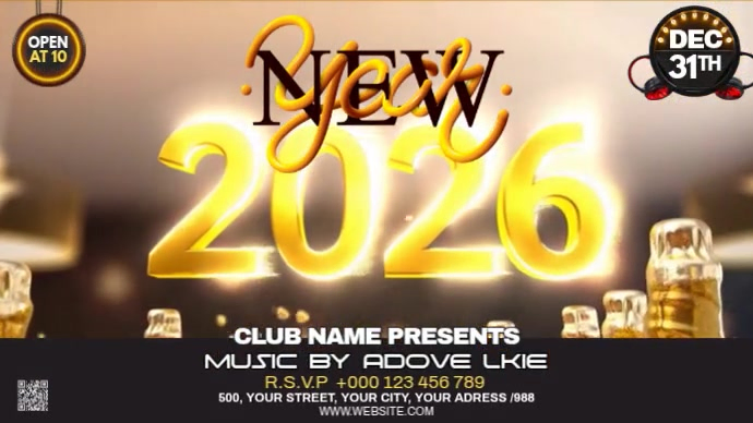 Maximalist Happy New Year 2026 Digital Display (16:9) Template ...
