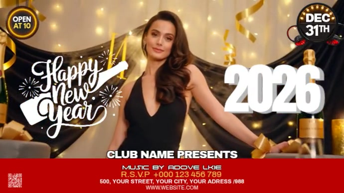 Plantilla de Maximalist Happy New Year 2026 Digital Display (16:9 ...