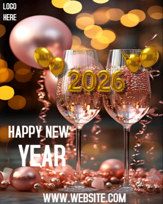 Maximalist Happy New Year 2026 Instagram Portrait Template | PosterMyWall