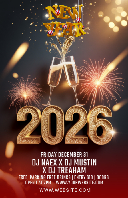 Maximalist Happy New Year 2026 Tabloid Template | PosterMyWall