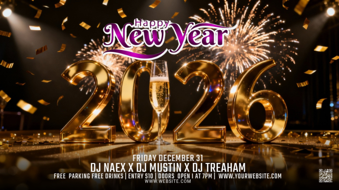 Maximalist Happy New Year 2026 Youtube Channel Cover Photo Template ...