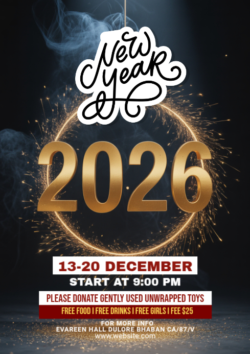 Maximalist Happy New Year A4 Template | PosterMyWall