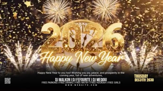 Maximalist Happy New Year Digital Display (16:9) Template | PosterMyWall