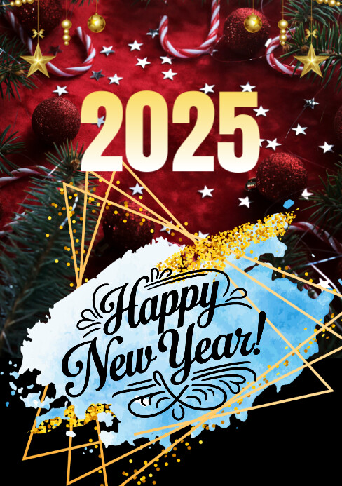 Maximalist Happy New Year Flyer A5 Template | PosterMyWall