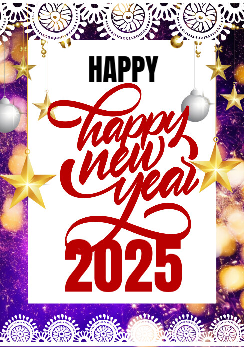 Maximalist Happy New Year Flyer A5 Template | PosterMyWall