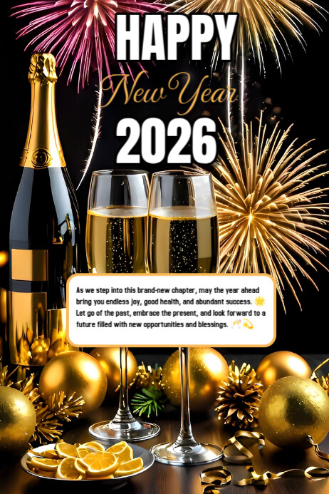 Maximalist Happy New Year Flyer Poster Template | PosterMyWall