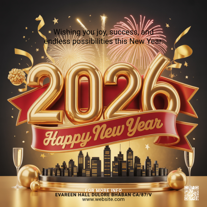 Maximalist Happy New Year Instagram Post Template | PosterMyWall