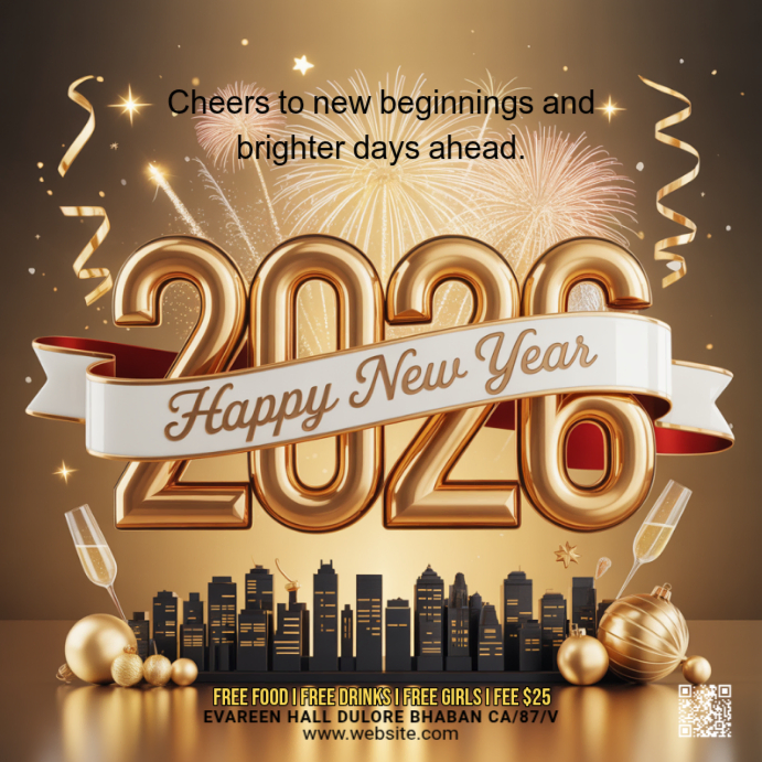 Maximalist Happy New Year Instagram Post Template | PosterMyWall