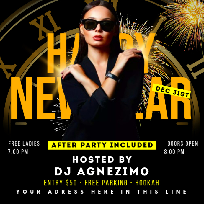 Maximalist Happy New Year Party Instagram Post Template | PosterMyWall