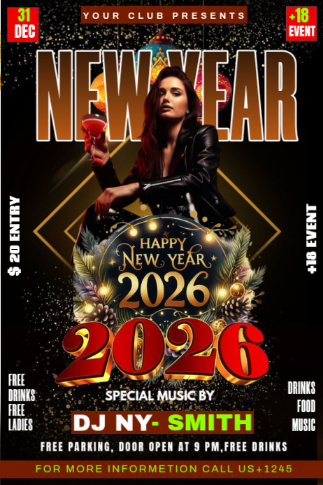 Maximalist Happy New Year Poster Template | PosterMyWall