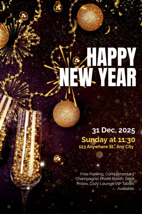 Maximalist Happy New Year Poster Template | PosterMyWall