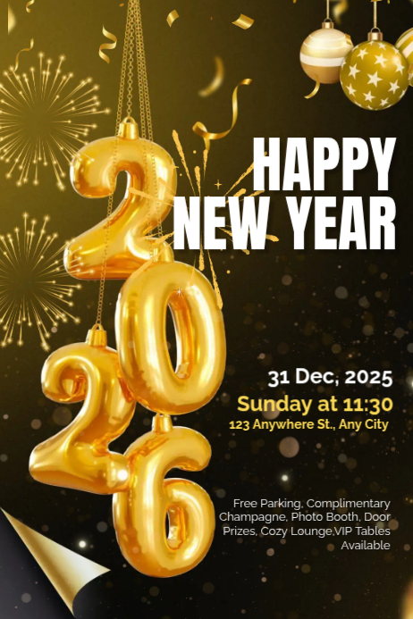 Maximalist Happy New Year Poster Template | PosterMyWall