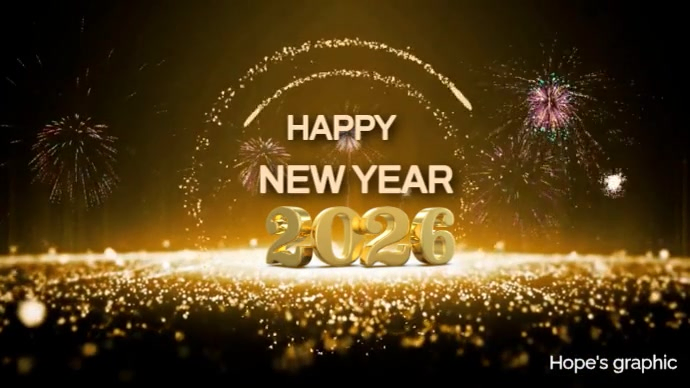 Maximalist Happy New Year Video Card Template 2026 Digital Display (16: ...