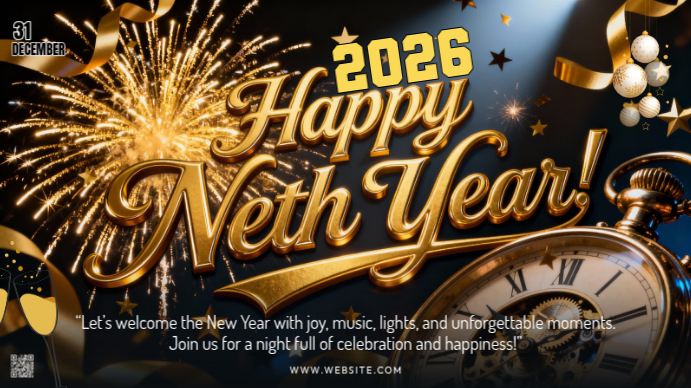 Maximalist Happy New Year Youtube Channel Cover Photo Modelo | PosterMyWall