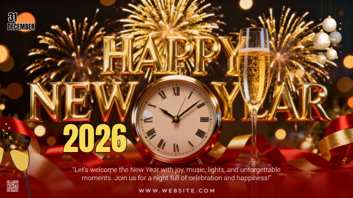 Maximalist Happy New Year Youtube Thumbnail Template | PosterMyWall