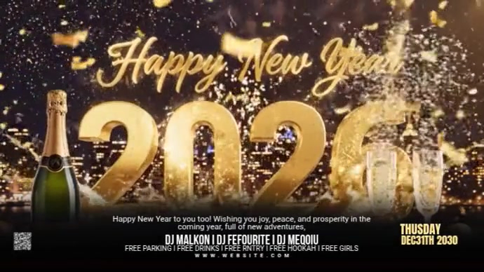 Maximalist Happy New Year Youtube Thumbnail Template | PosterMyWall