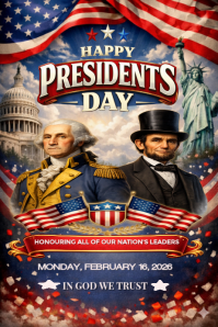 Maximalist Happy Presidents Day Usa Flyer  Poster template