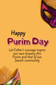 Maximalist Happy Purim Day  Banner 4' × 6' template