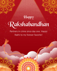 Maximalist Happy Raksha Bandhan Wish Flyer Design Instagram Portrait template