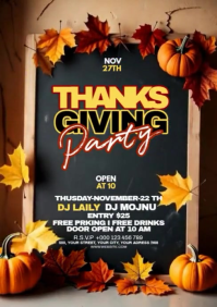 Maximalist Happy Thanksgiving Party A3 template