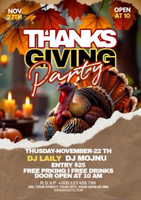 Maximalist Happy Thanksgiving Party A3 template