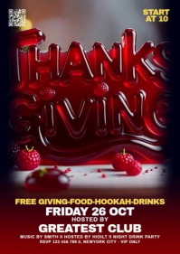 Czerwony Thanksgiving Club Party A6 Template