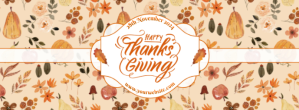 Maximalist Happy Thanksgiving Pastel Design Facebook Cover Photo template