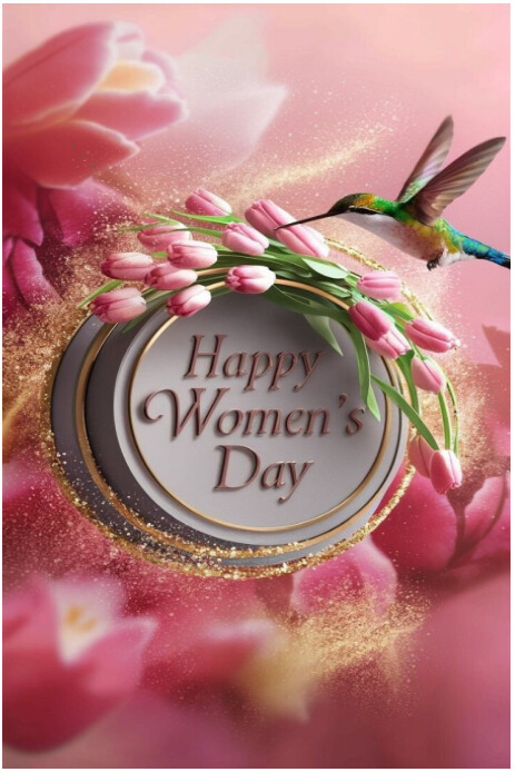 Maximalist Happy Women's Day  Pinterest Graphic template