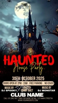 Maximalist Haunted House Party Digital Display (9:16) template