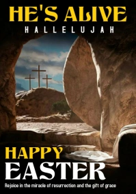 Maximalist He's Alive Happy Easter Sunday Wishes  A4 template