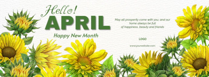 Maximalist Hello April And Happy New Month Blessings Template Facebook Cover Photo