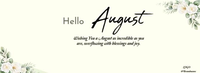 Maximalist Hello August Facebook Cover Photo template