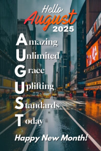 Maximalist Hello August / New Month Design  Poster template