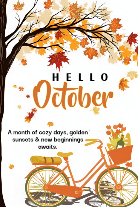 Maximalist Hello October Poster Template | PosterMyWall