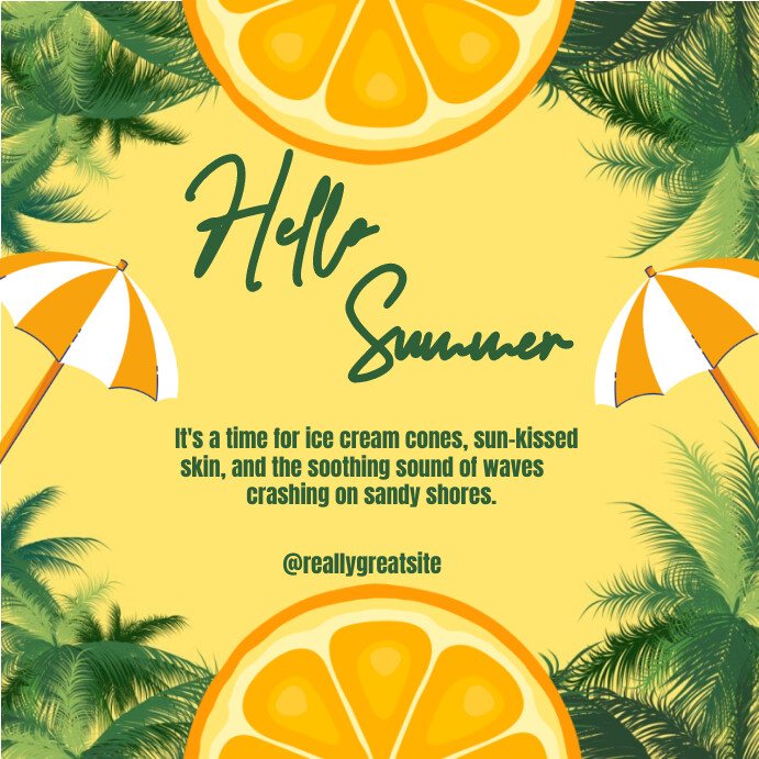 Positive Summer Posts Maximalist Hello Summer Instagram Post Template | PosterMyWall