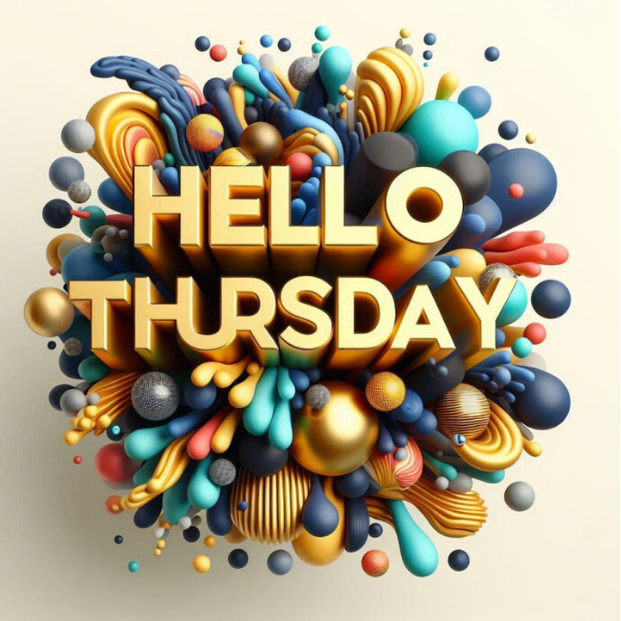 Hello! Thursday Colorful Maximalist Hello Thursday/ Happy Thursday Gre Template | PosterMyWall