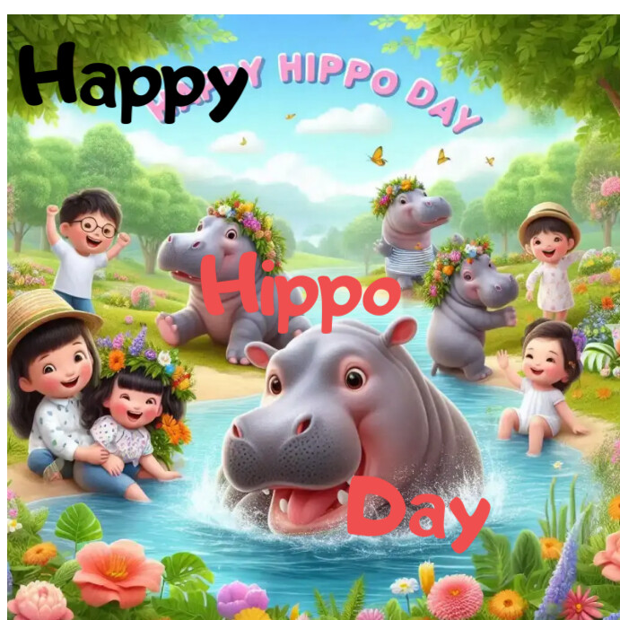 Maximalist Hippo Day Instagram Post Template | PosterMyWall